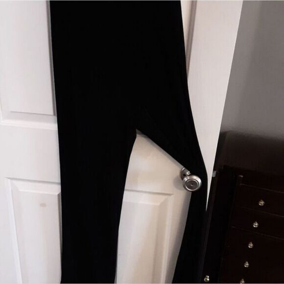 PALAZZO Pants Wide Leg Black Flowing Sheen Stretchy‎ Size S-L - Picture 4 of 7